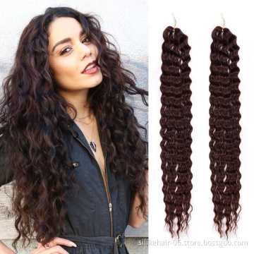 Wholesale Brown Pink 32Inch Long Zizi Light Weight Wear Ocean Wave Crochet Braids Deep Wave Braiding Synthetic Hair Extensions